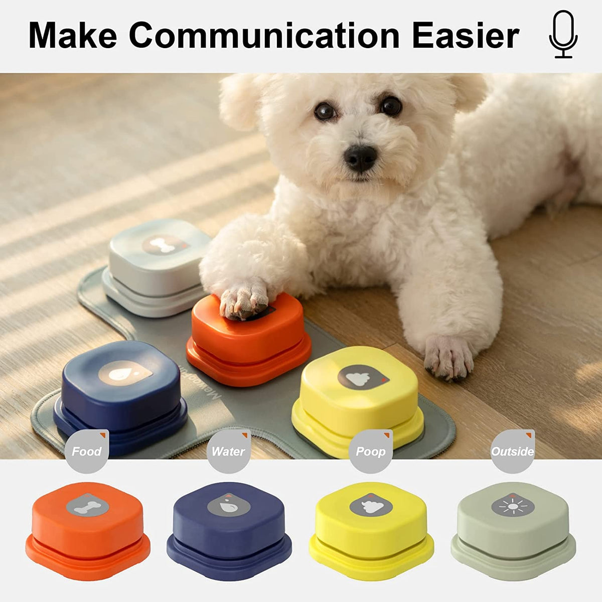 a dog lying on the floor with a small colorful device