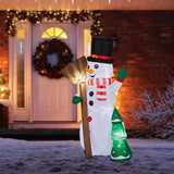 6.2-Foot Lighted Inflatable Snowman with Groom Decoration
