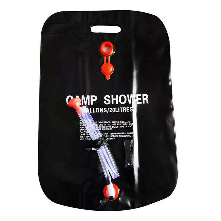 a black bag with a red and white tube