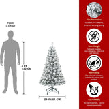 Snow-Flocked Artificial Christmas Tree with Foldable Base