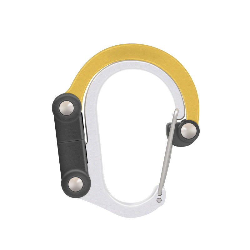 a yellow and black carabiner