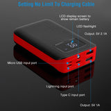 Portable Power Bank with LCD Display and Built-In Flashlight