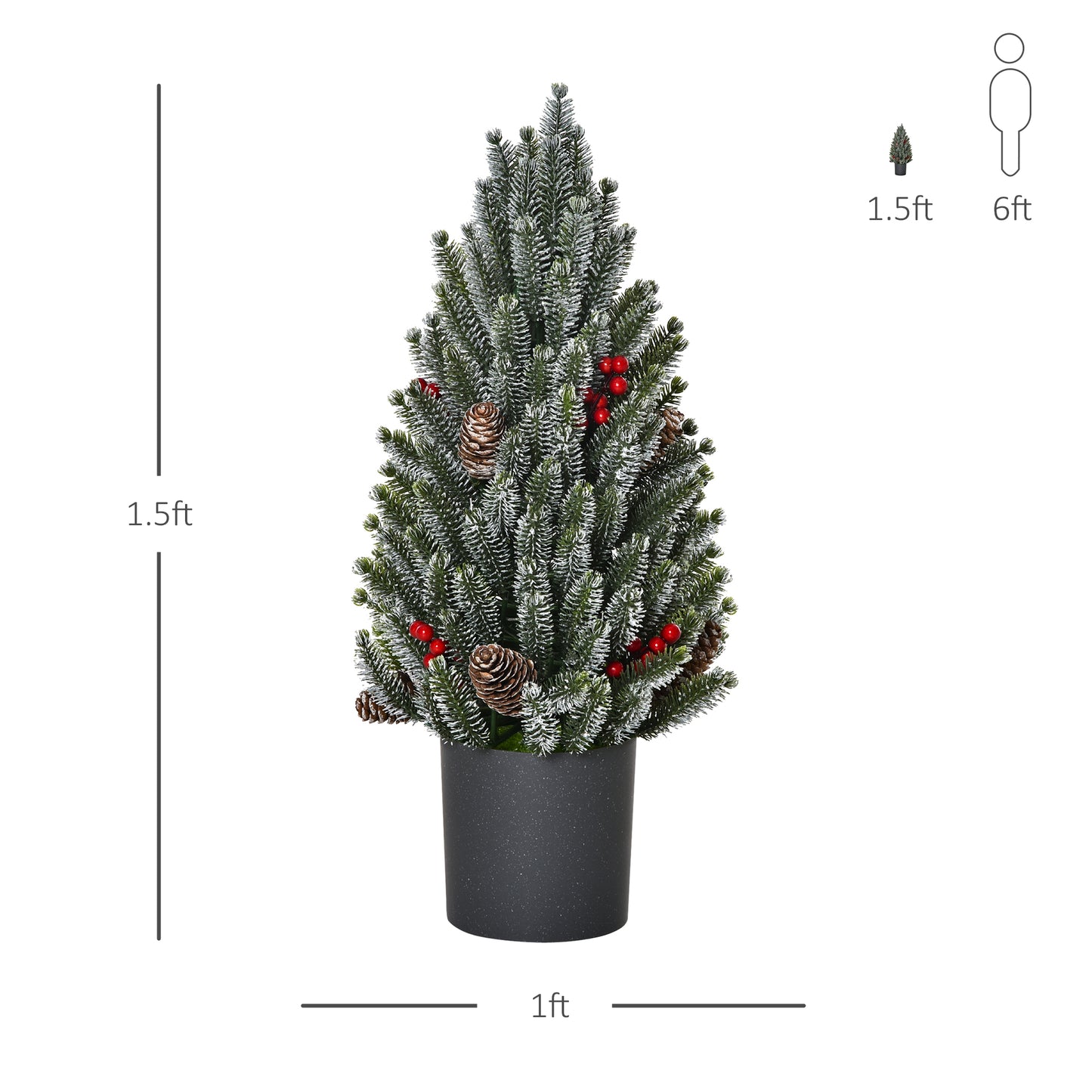18" Tall Unlit Miniature Snow-Flocked Tabletop Artificial Christmas Tree
