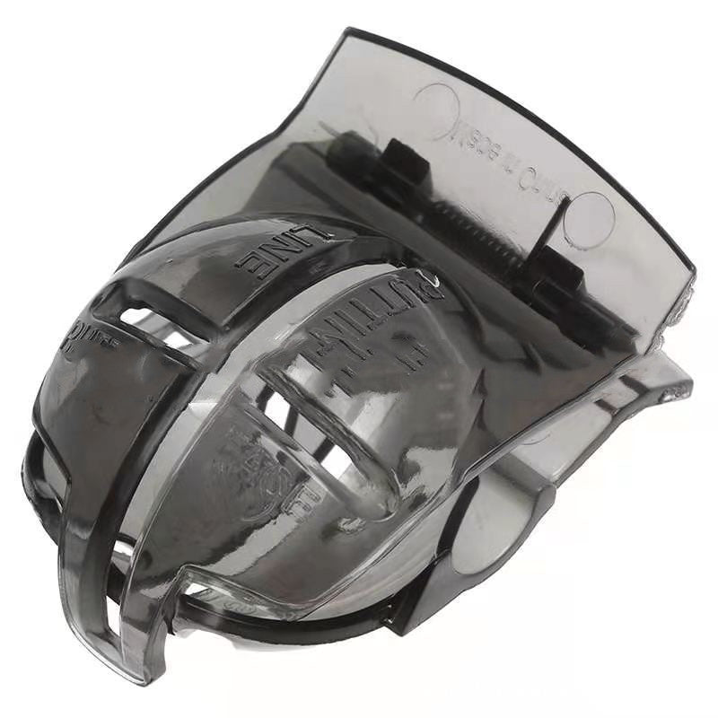 a black plastic object with a clear plastic object