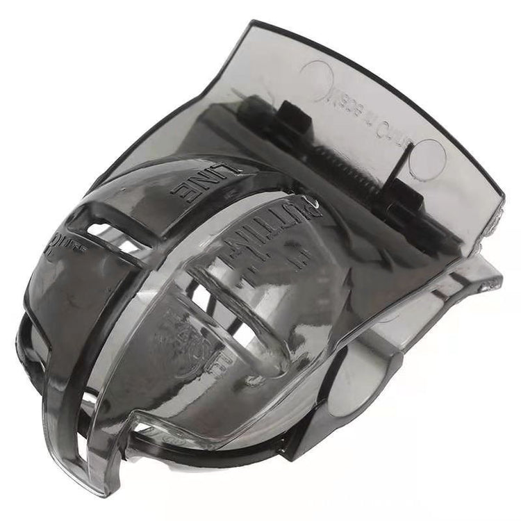 a black plastic object with a clear plastic object