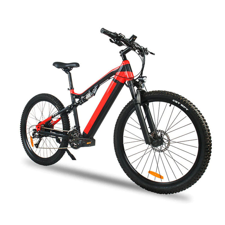 a red and black electric bike