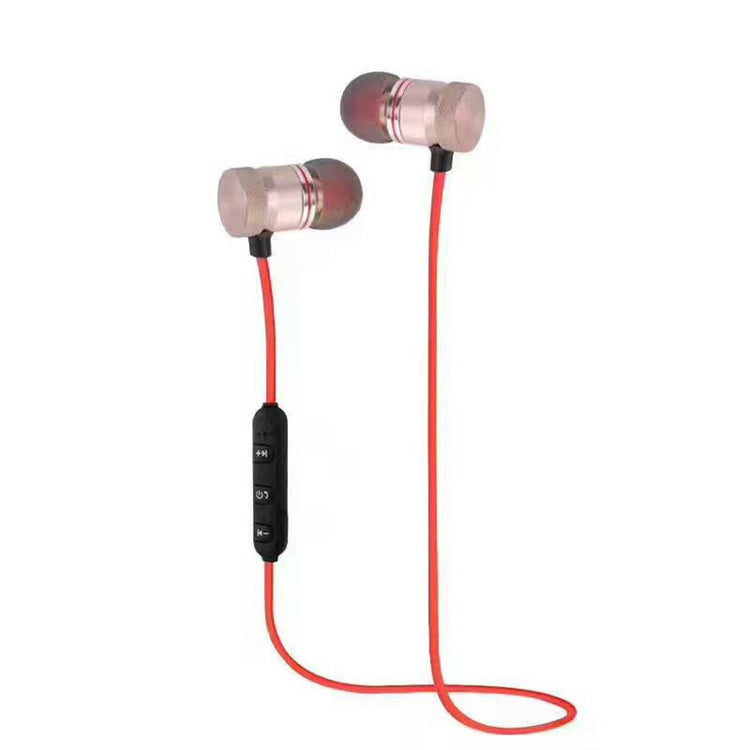 a pair of silver and red earbuds