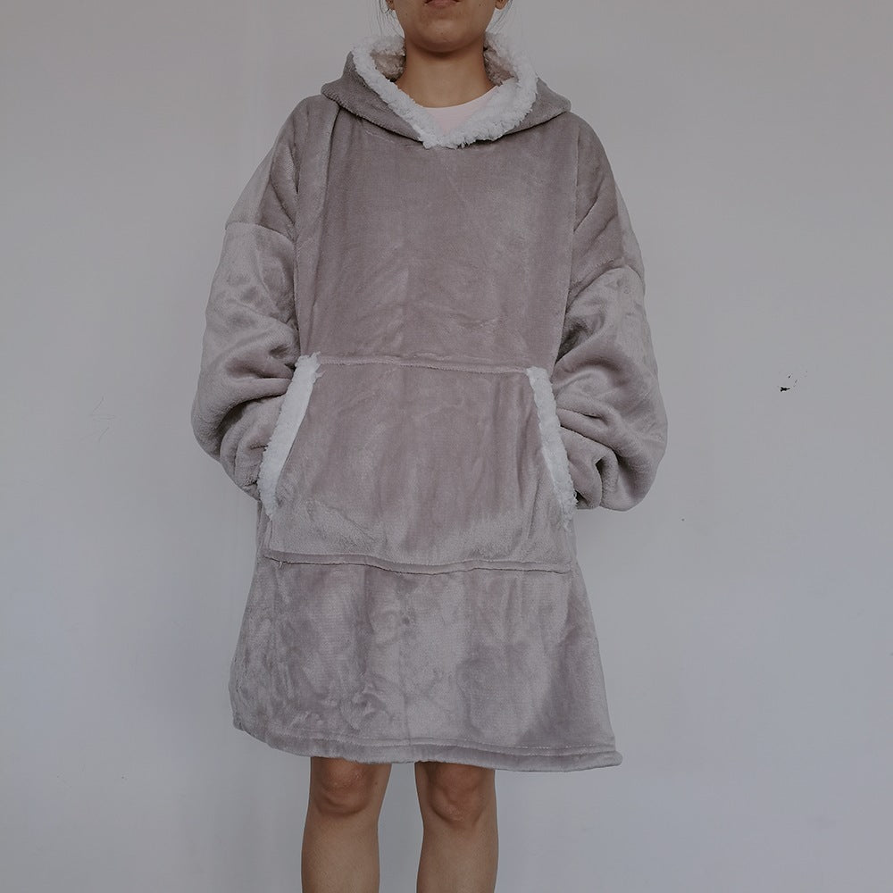 Flannel Lazy Fleece-lined Thickened Double Layer Composite Pullovers Home Wear