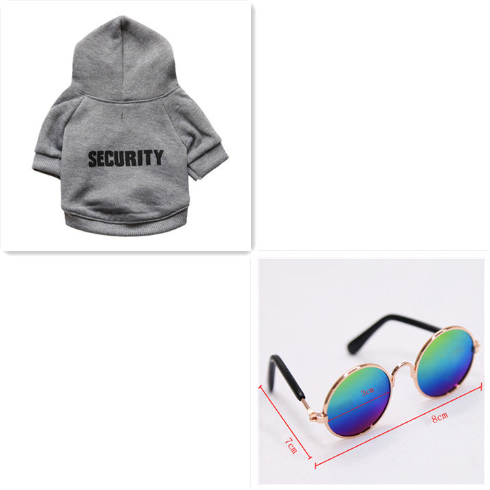 a grey hoodie and sunglasses