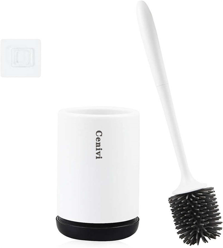 a white toilet brush and a white cylinder