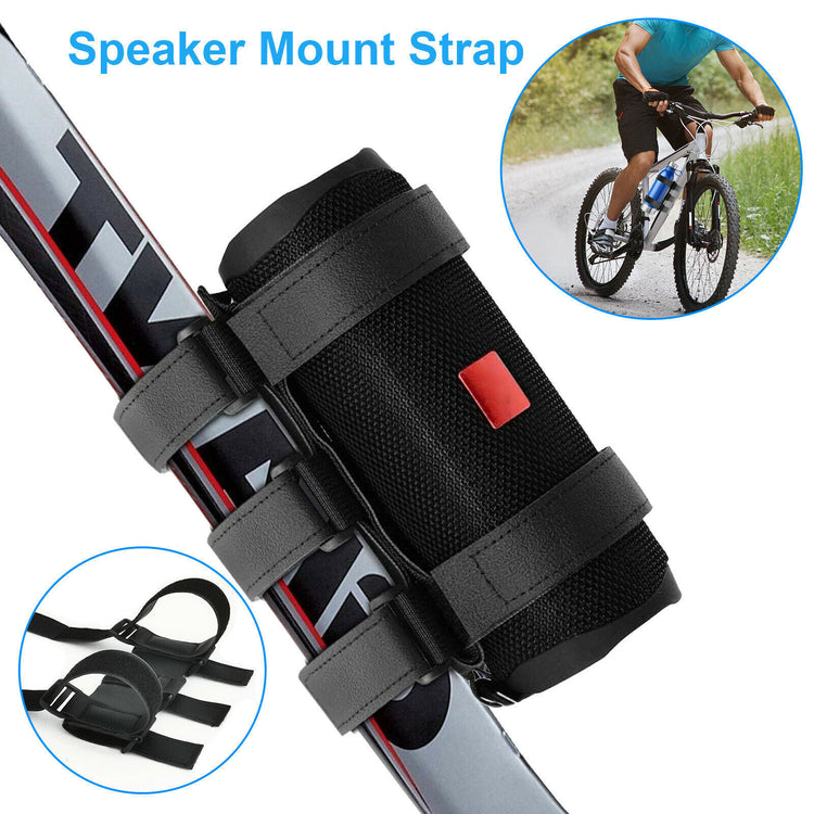 a speaker mount strap on a bike