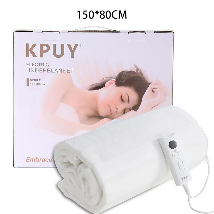 a white under blanket with a remote control