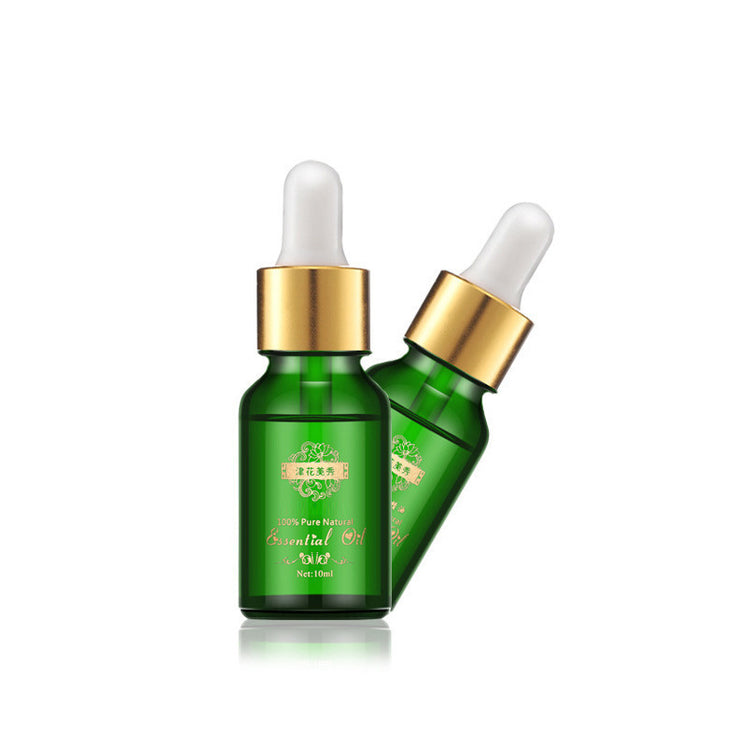 a green bottle with white caps