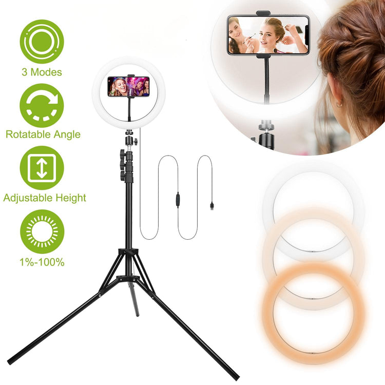 a selfie ring light on a tripod