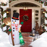 6.2-Foot Lighted Inflatable Snowman with Groom Decoration