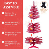 4-Foot Red Artificial Christmas Tree with 50 Lights