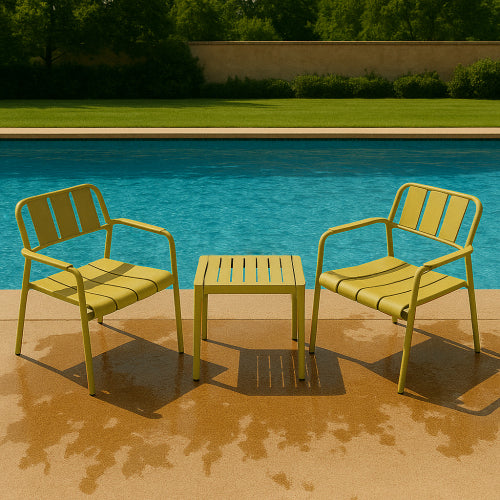 2-Piece PP Single Seater Chairs   Coffee Table Set   Indoor Outdoor Multi  Purpose Furniture For Living Room, Balcony, Beach