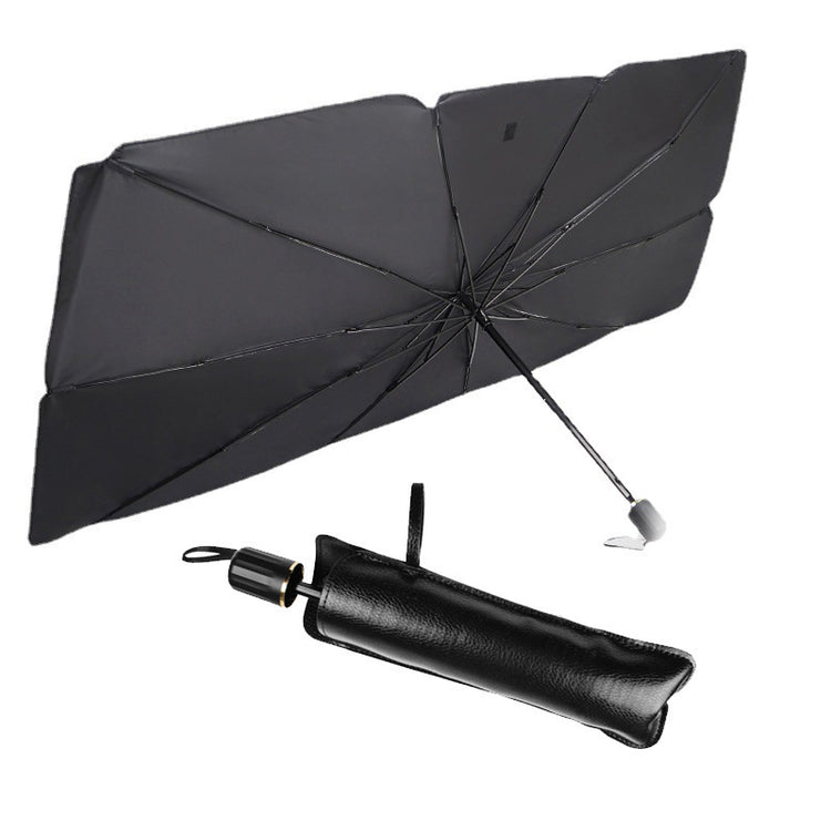 a black umbrella with a black case