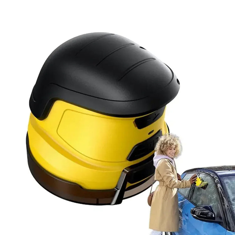 a woman cleaning a car