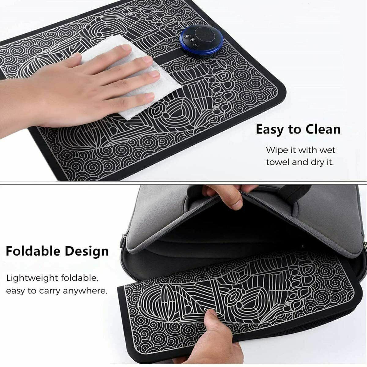a hand cleaning a laptop bag