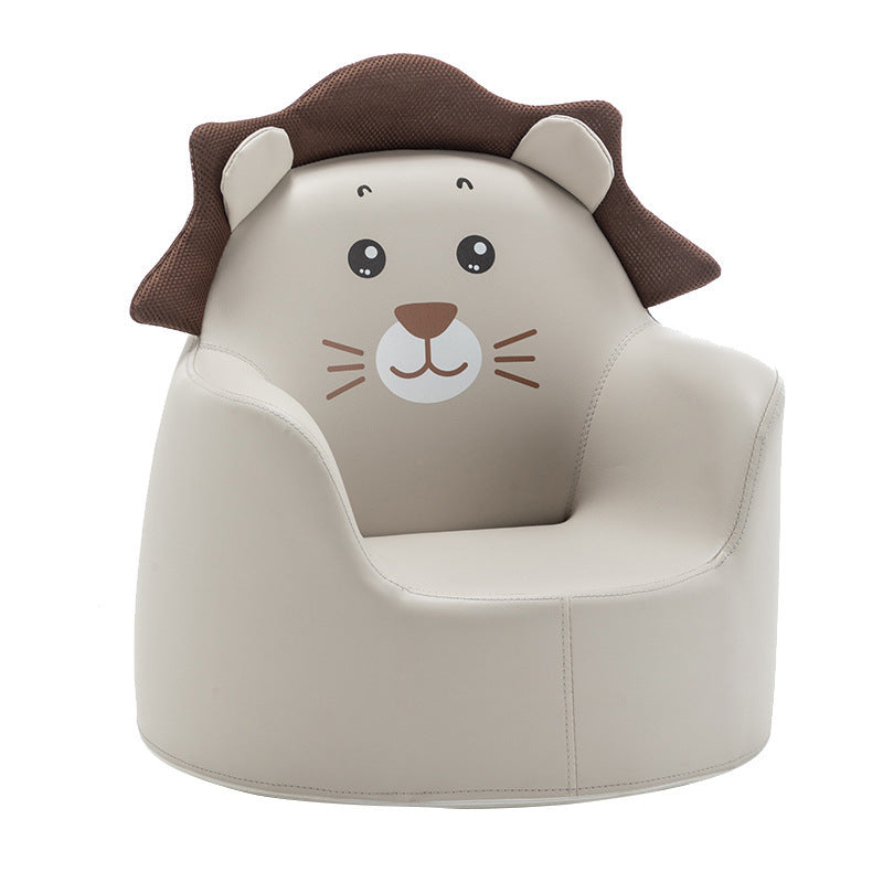a white chair with a lion face