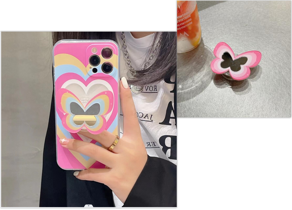 Color Butterfly Stand Silicone Phone Case