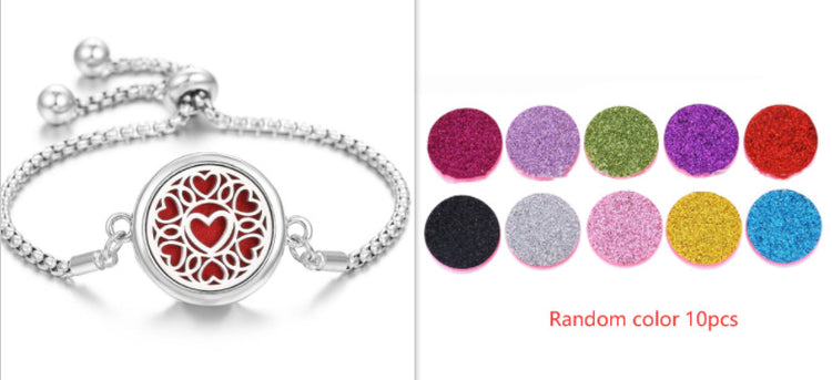 a silver bracelet with a round design
