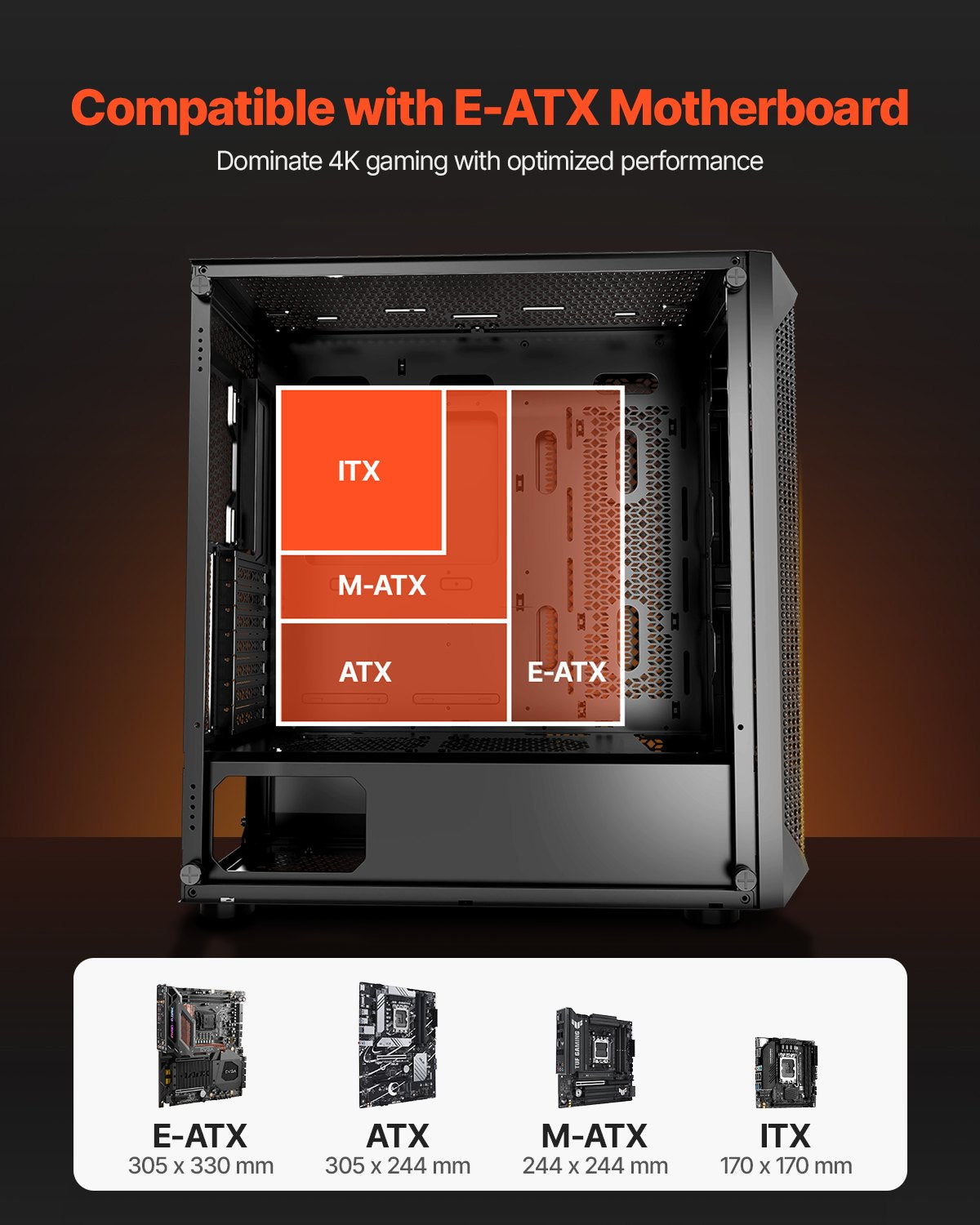 PC Case Full-Tower Gaming Computer Case With 3 PWM Fans For E-ATX Motherboard