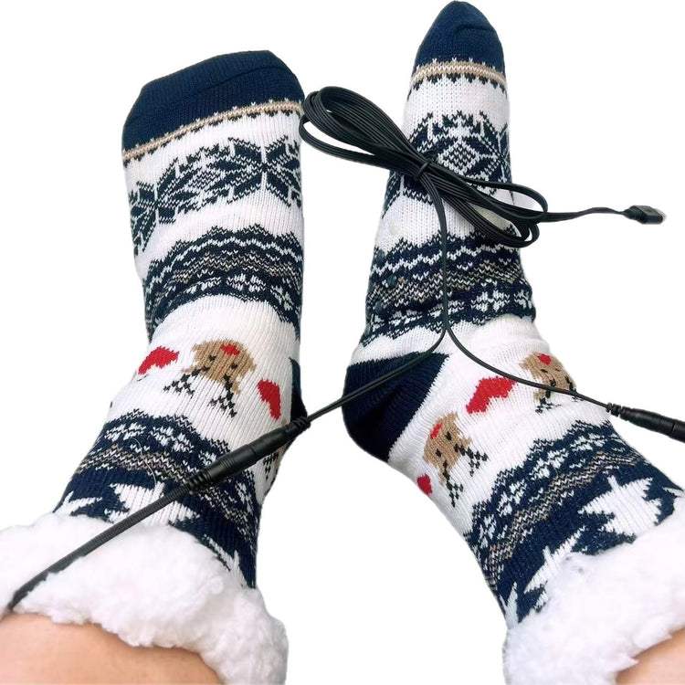 a pair of feet wearing socks with earphones