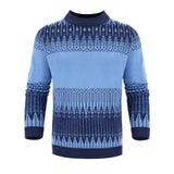 Men's Crewneck Pullover Sweater Unisex Fair Isle Long Sleeve Knitted Sweater