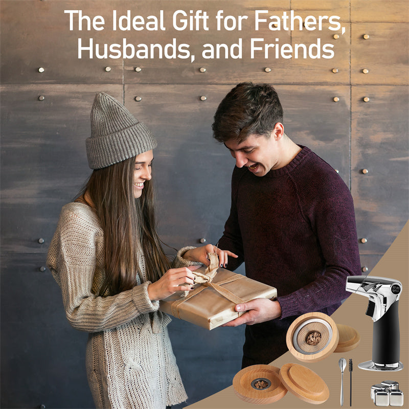 a man and woman holding a present