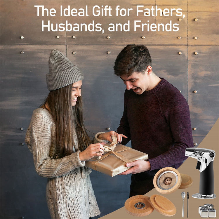 a man and woman holding a present