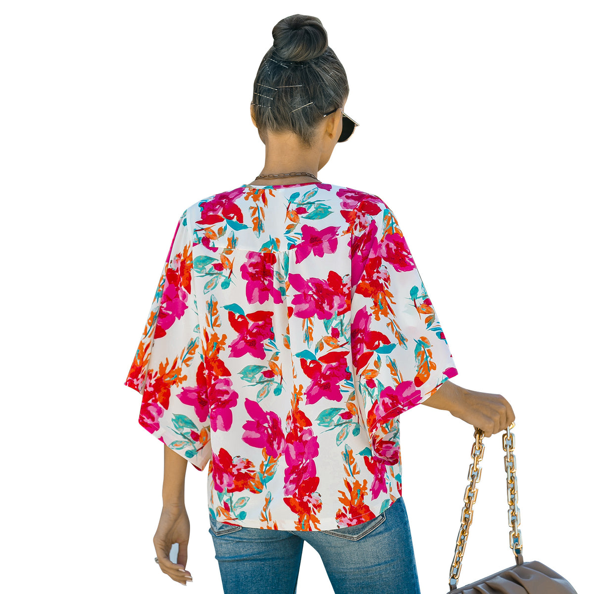 a woman holding a purse