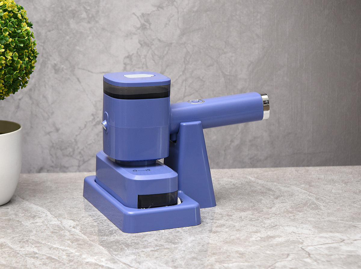 a blue device on a marble surface