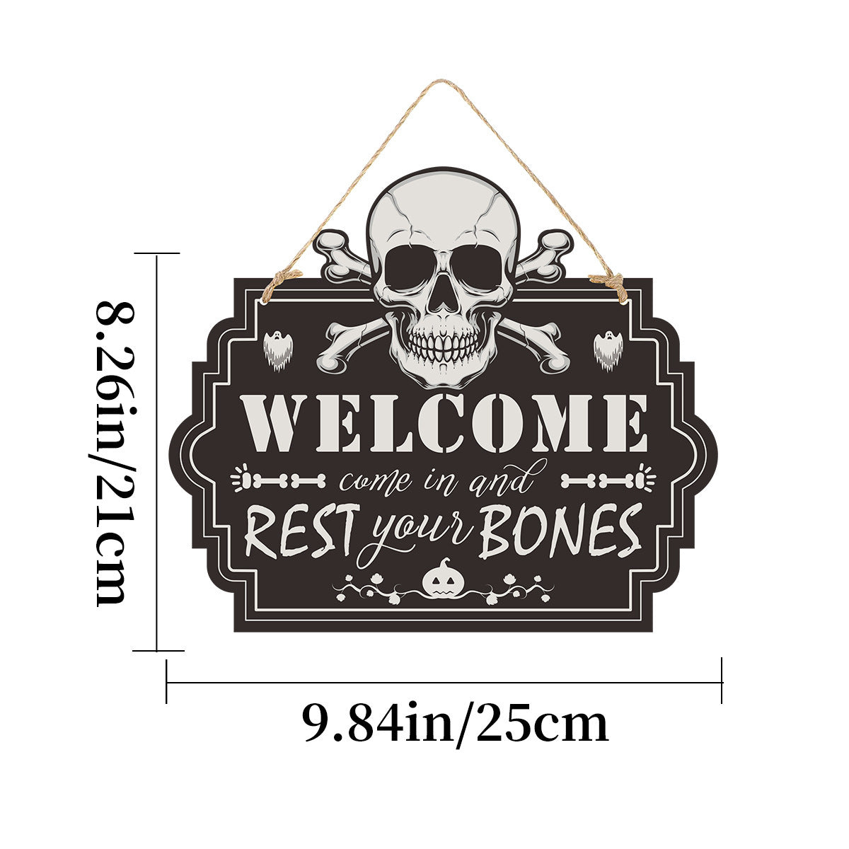 a sign with a skull and bones drawing