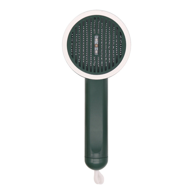 a green hair dryer with a white handle