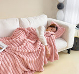 Double-Sided Faux Rabbit Fur Plush Throw Blanket