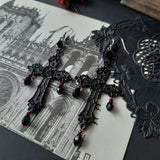 Black Ankh Cross Earrings