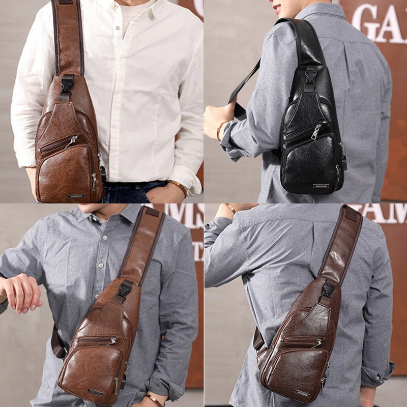 a man with a sling bag