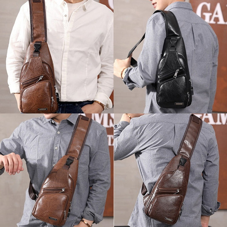 a man with a sling bag