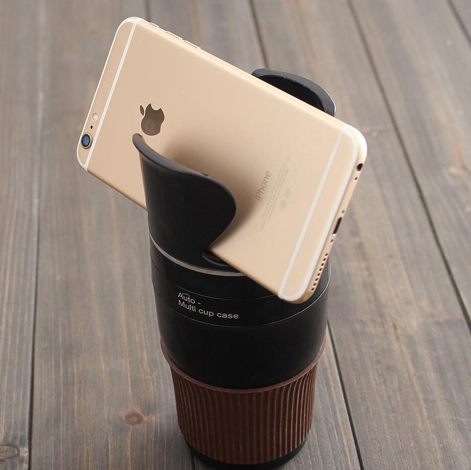 a phone on a cup