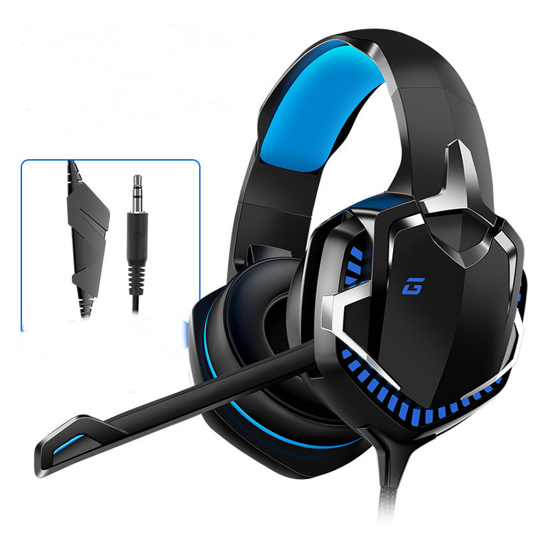 a black and blue headphones