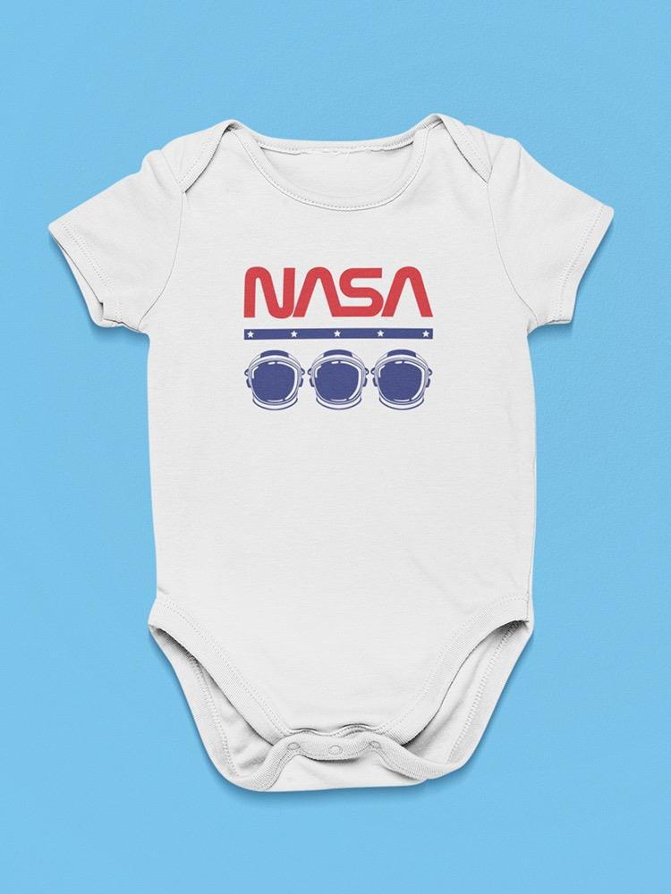 a white baby bodysuit with a logo on it