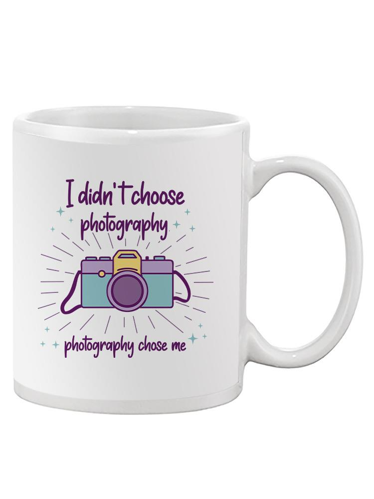 a white mug with a camera on it