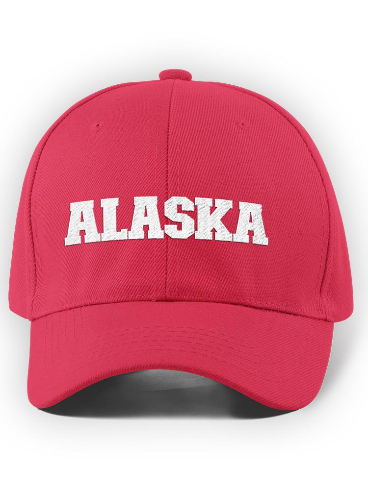 a red hat with white text