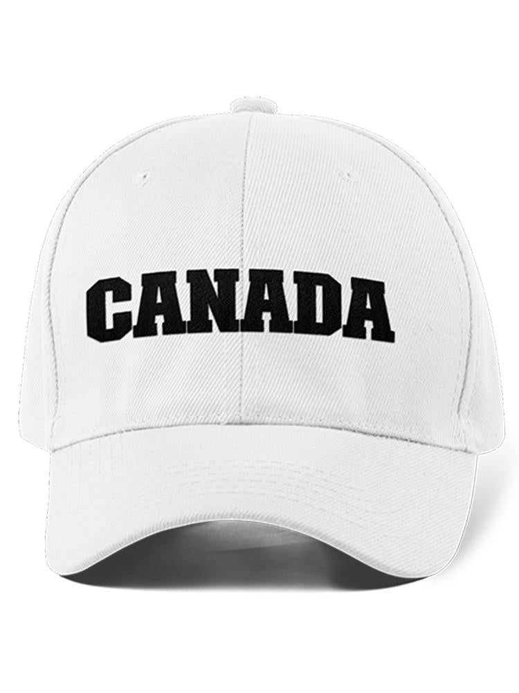 a white hat with black text