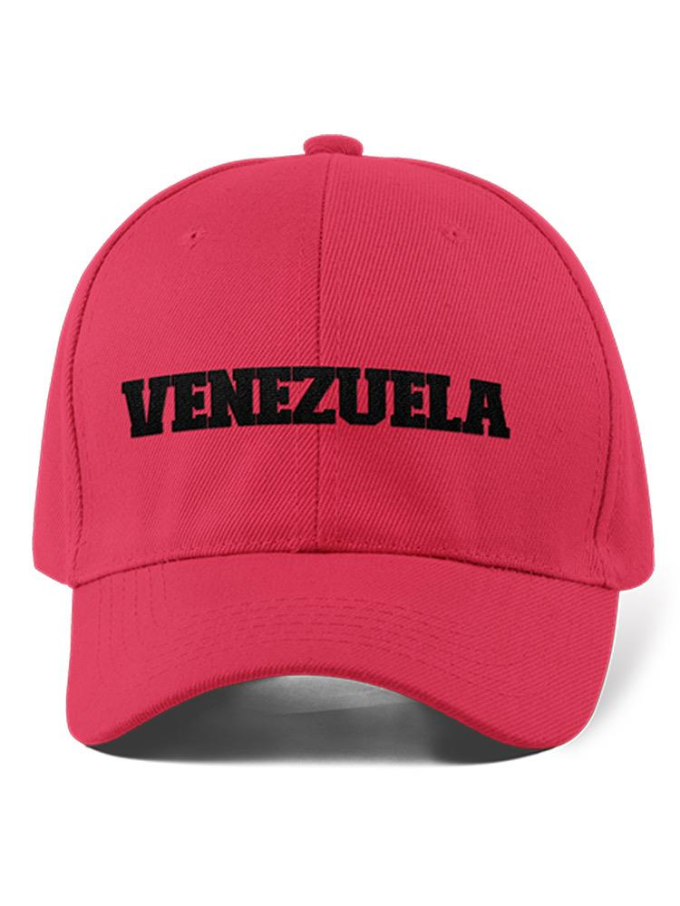 a red hat with black text
