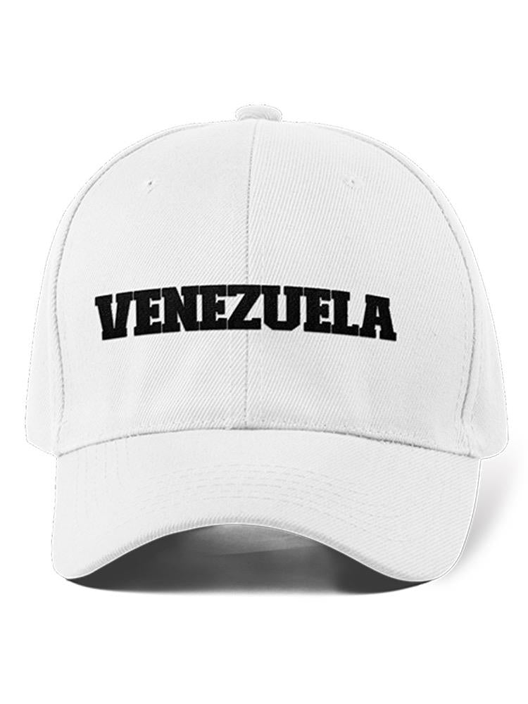 a white hat with black text