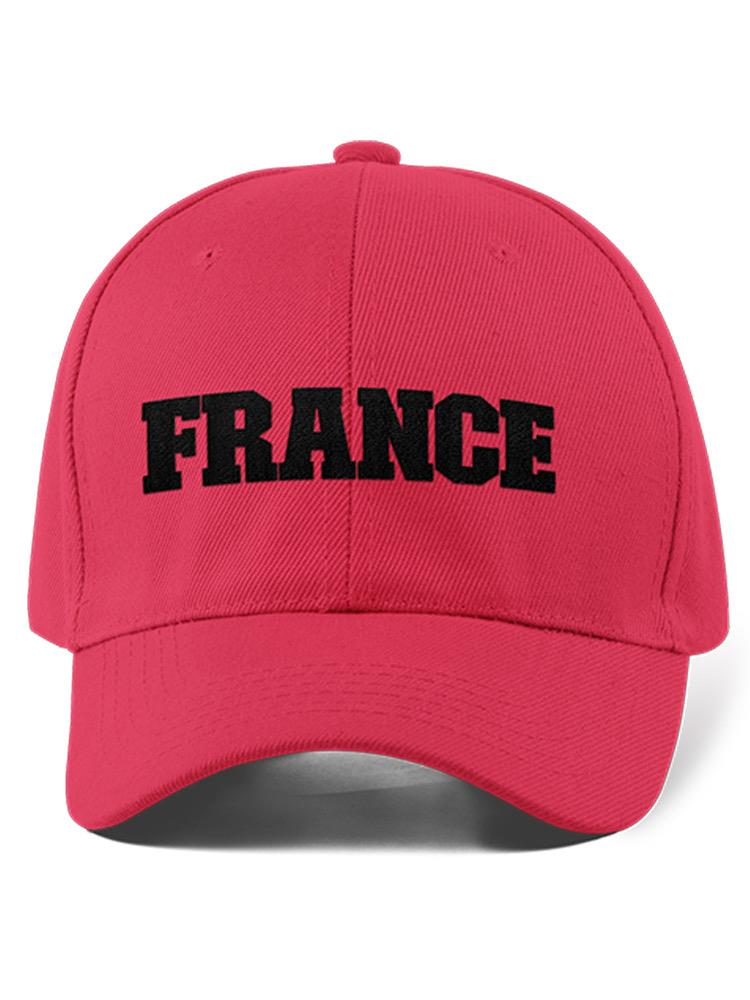 a red hat with black text