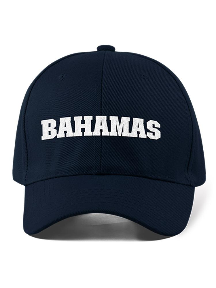 a blue hat with white text